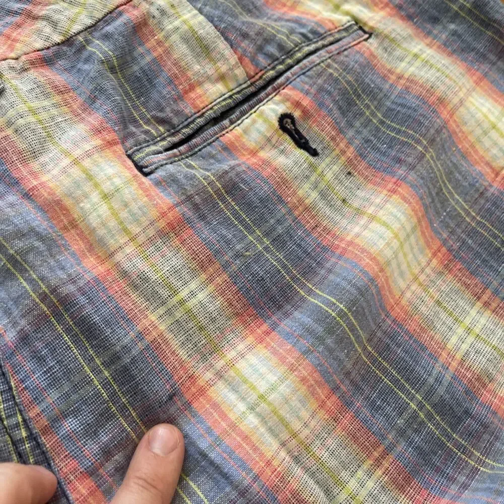 Tommy Bahama Mens Shorts Size 42 Multicolor Plaid Linen Tencel Blend Beach